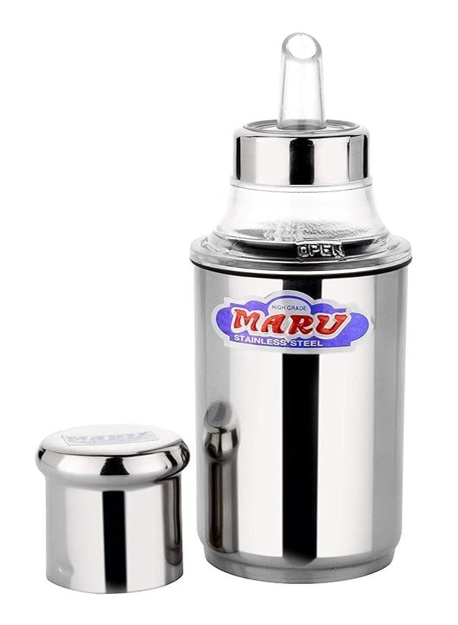 MARU Stainless Steel Oil Bottle For Cooking 350ml, Leakproof Designed Small Oil Container For Easy Storing&Instant Pouring With Easy-Removeable Nozzle From Can, One-Handed Grip For Effortless Cooking - Image 3